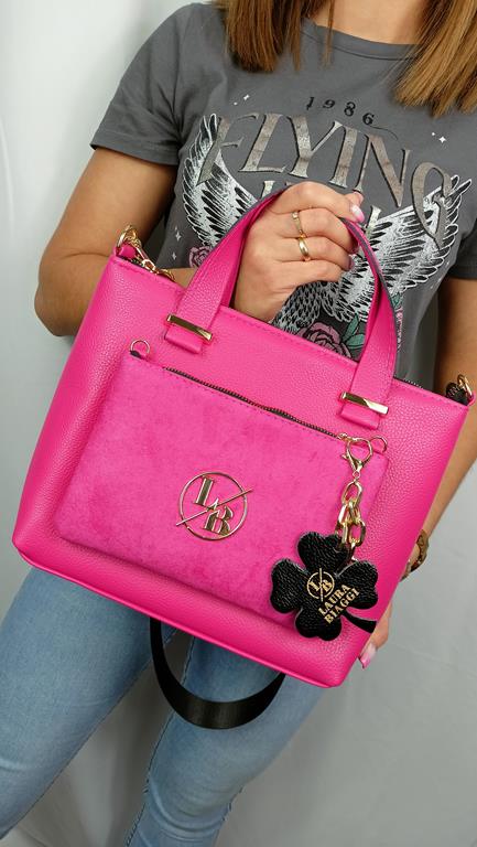 HIT śliczna torebka Laura Biaggi różowa kieszonką odpinaną z przodu zdjęcie 1