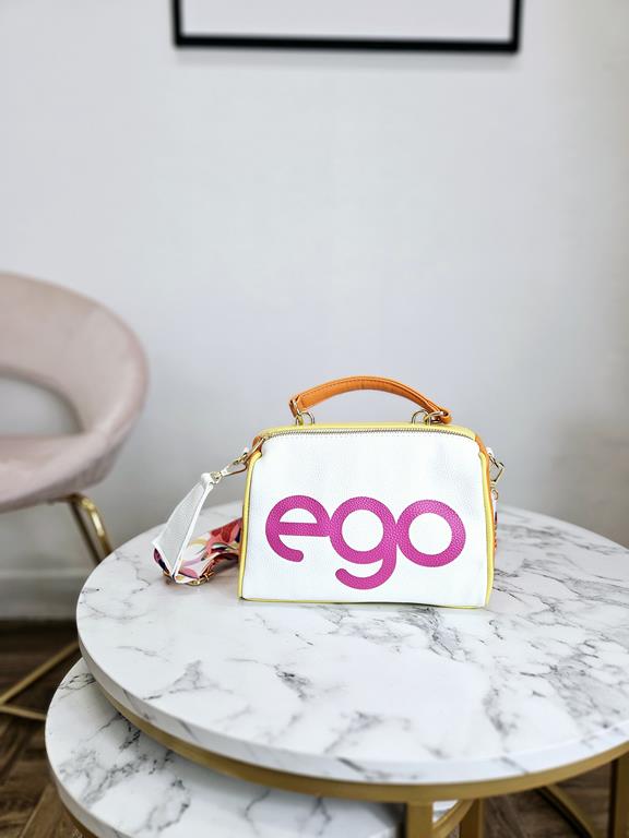 Kolorowy kuferek EGO róż-biel-pomarańcz z rajskim paskiem zdjęcie 1