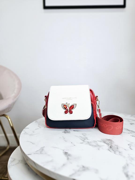 HIT piękna torebka motyl tricolor Massimo Contti czerwień-granat-biel zdjęcie 1