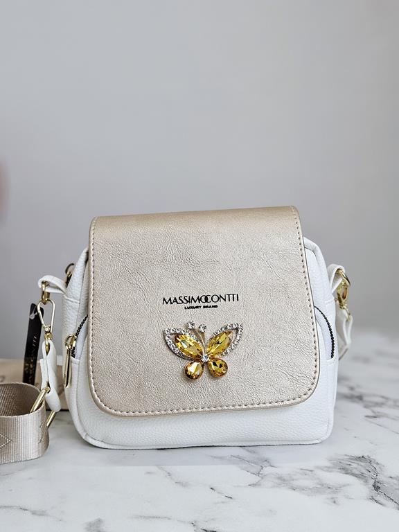 HIT piękna torebka motyl Massimo Contti w kolorze białym ze złotą klapką zdjęcie 1