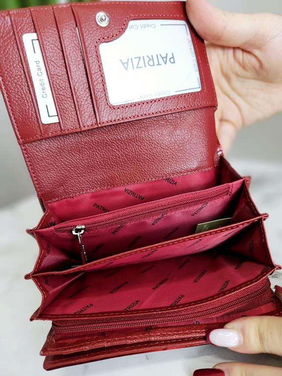 Średni portfel Patrizia czerwony ze wzorem skóra naturalna zdjęcie 4