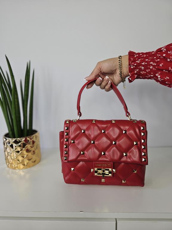 Śliczna torebka z ćwiekami od Massimo Contti w kolorze czerwonym zdjęcie 3