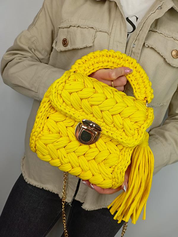 HIT przepiękna mała torebka pleciona Massimo Contti w kolorze żółtym zdjęcie 1