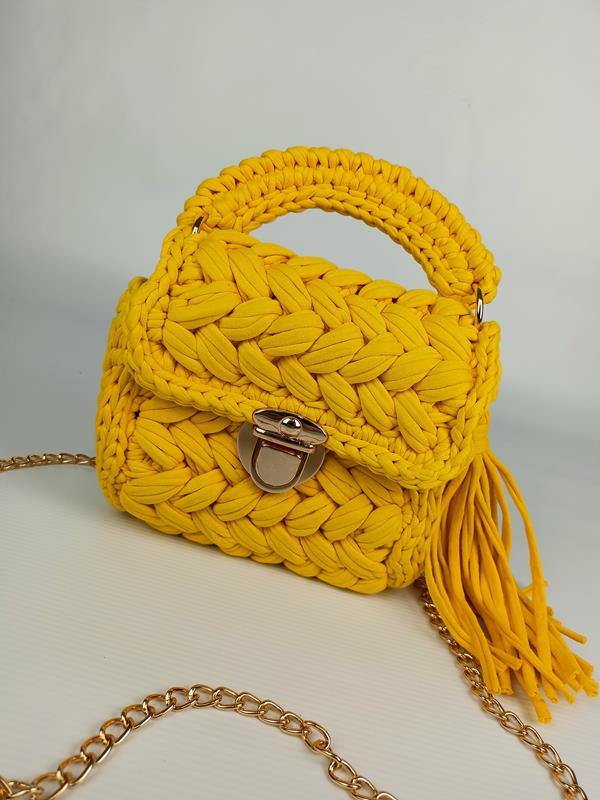 HIT przepiękna mała torebka pleciona Massimo Contti w kolorze żółtym zdjęcie 2