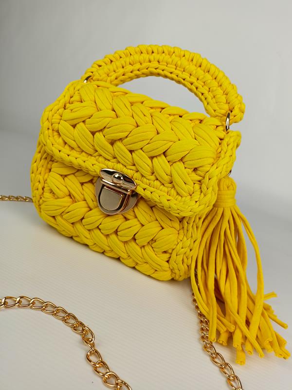 HIT przepiękna mała torebka pleciona Massimo Contti w kolorze żółtym zdjęcie 3