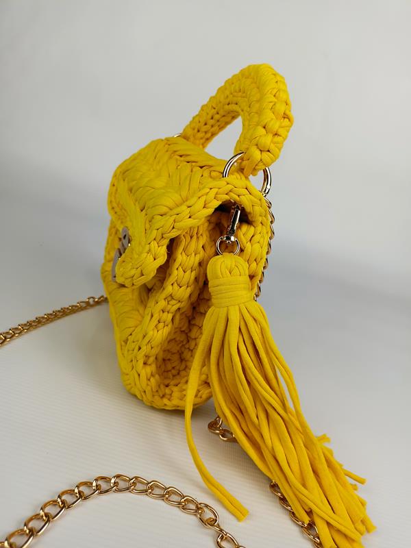 HIT przepiękna mała torebka pleciona Massimo Contti w kolorze żółtym zdjęcie 4