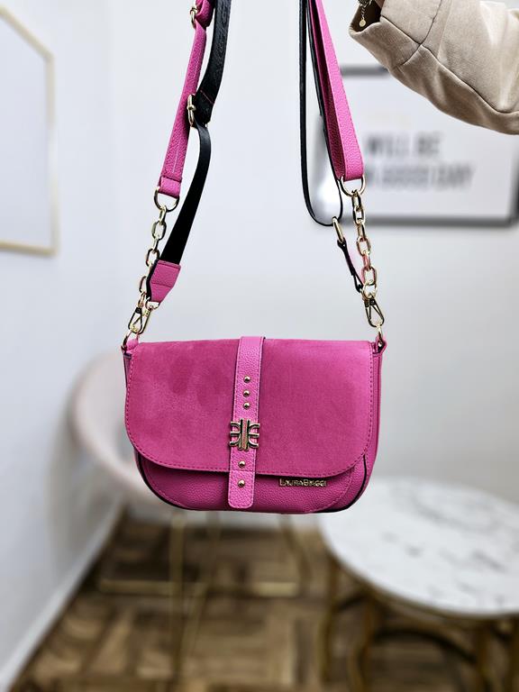 HIT piękna torebka Laura Biaggi w kolorze różowym z klapką zdjęcie 1
