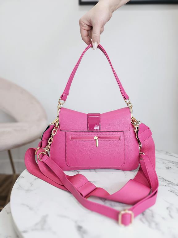 HIT świetna torebka Massimo Contti z klapką w kolorze różowym zdjęcie 3