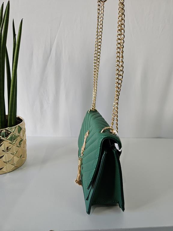 HIT piękna torebka z pikowana klapką w kolorze zielonym zdjęcie 3