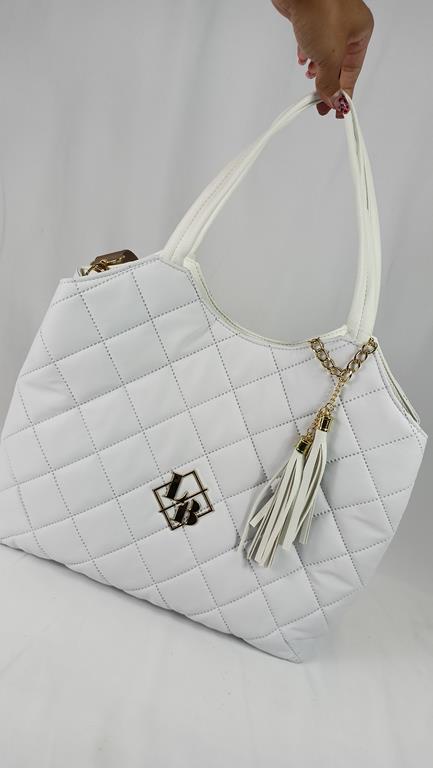 Pikowana duża torebka Laura Biaggi w kolorze białym zdjęcie 2