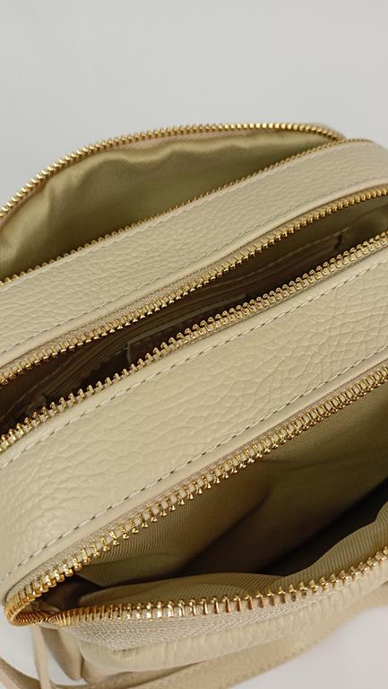 Piękna trzykomorowa torebka Massimo Contti w kolorze beżowym  skóra naturalna zdjęcie 4