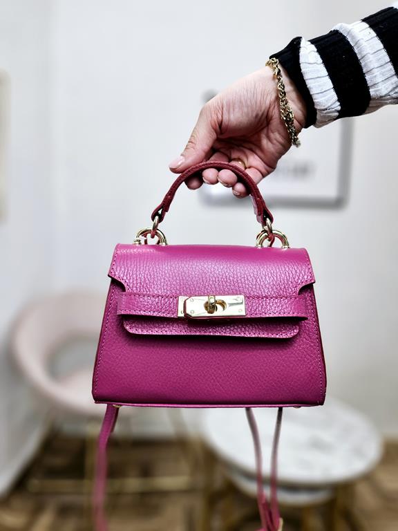 HIT mini kuferek Massimo Contti w kolorze różowym skóra naturalna zdjęcie 2