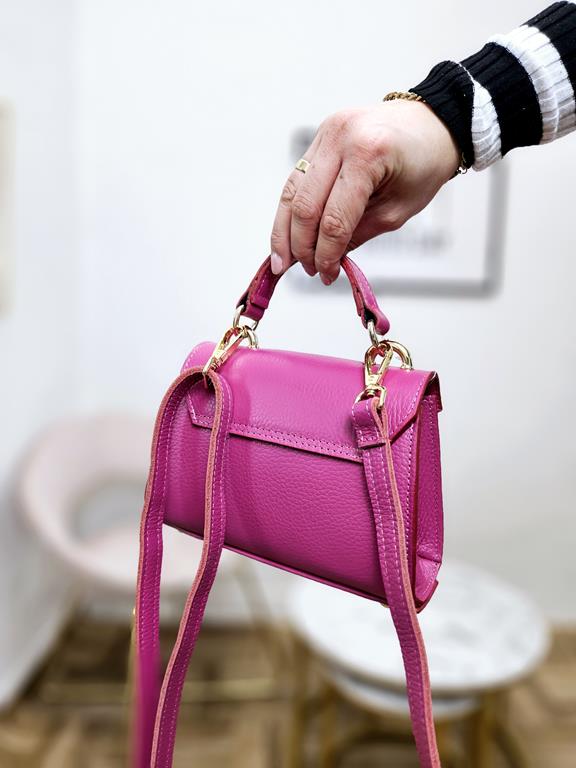 HIT mini kuferek Massimo Contti w kolorze różowym skóra naturalna zdjęcie 3