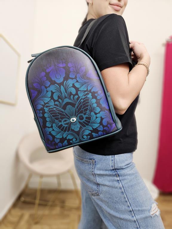 Piękny plecak EGO z kolekcji SEVEN SENSES z niebiesko-fioletowym printem motyla zdjęcie 1