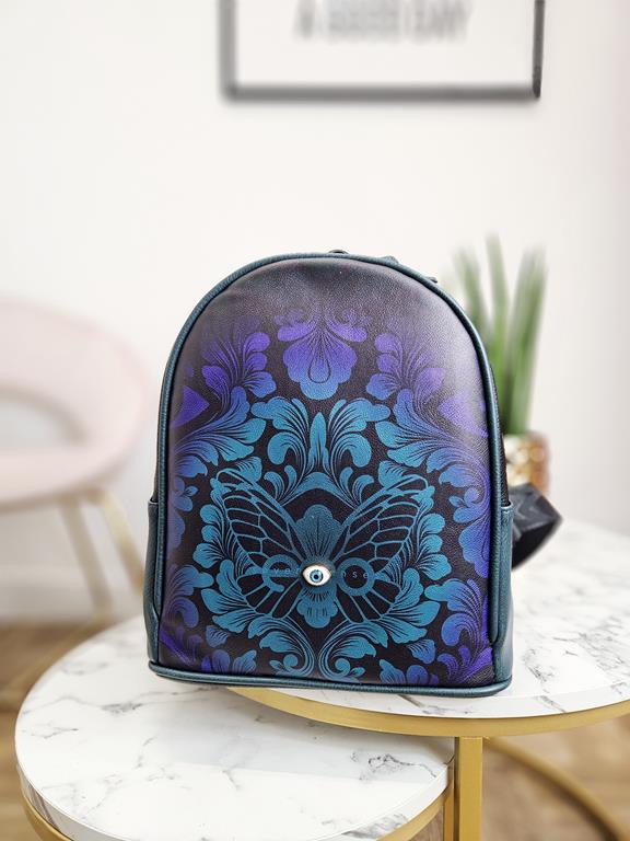 Piękny plecak EGO z kolekcji SEVEN SENSES z niebiesko-fioletowym printem motyla zdjęcie 4
