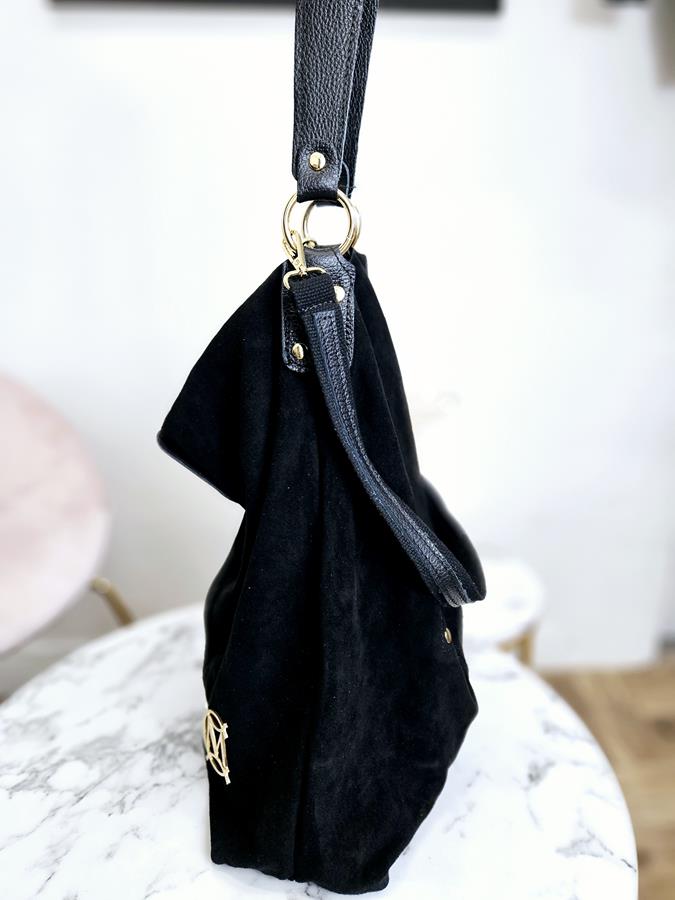 Piękny zamszowy worek Massimo Contti w kolorze czarnym zdjęcie 2