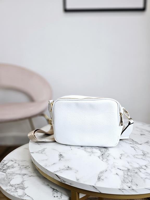 HIT piękna trzykomorowa torebka Laura Biaggi w kolorze białym ze złotym logo zdjęcie 3