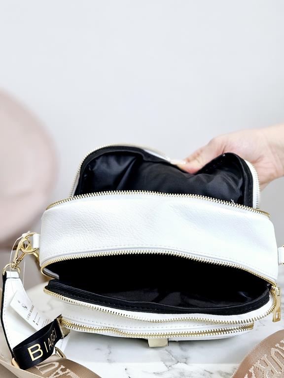 HIT piękna trzykomorowa torebka Laura Biaggi w kolorze białym ze złotym logo zdjęcie 4