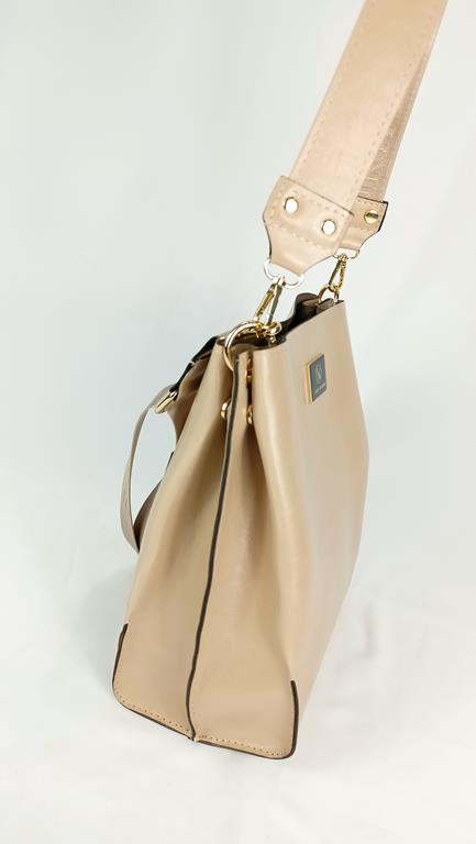 Piękna dwukomorowa torebka Laura Biaggi w kolorze ciepłym beżowym zdjęcie 2