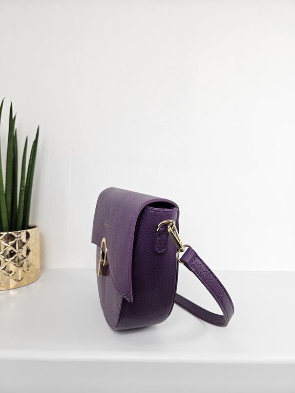 HIT piękna półokrągła torebka Massimo Contti w kolorze fioletowym skóra naturalna zdjęcie 2