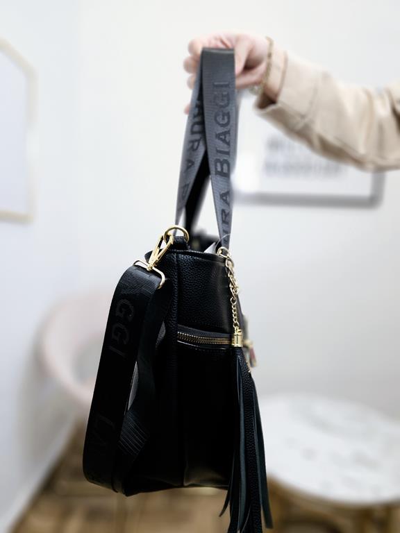 Świetna shopperka Laura Biaggi z ozdobnymi suwakami w kolorze czarnym zdjęcie 2