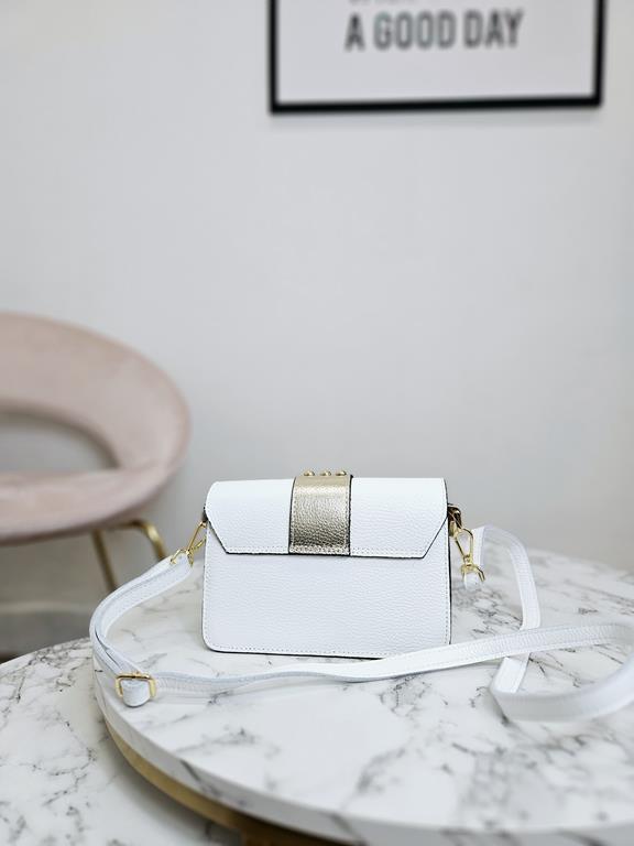 HIT piękna mała torebka Massimo Contti z ćwiekami w kolorze białym z dodatkiem złota skóra naturalna zdjęcie 4