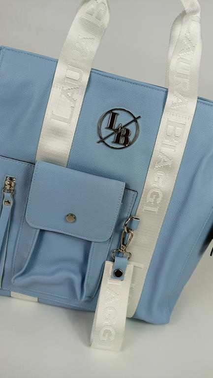 HIT piękna torebka Laura Biaggi z kiszonką z przodu w kolorze błękitnym zdjęcie 2