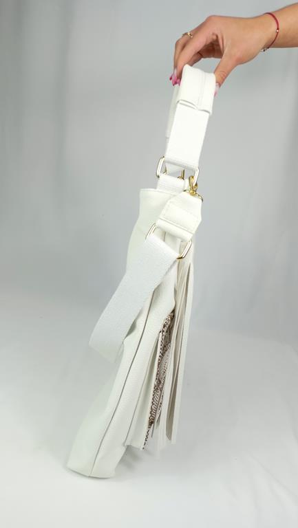 Piękna duża torebka EGO z kolekcji BLIŻEJ NATURY w kolorze białym z beżowymi kieszonkami zdjęcie 3