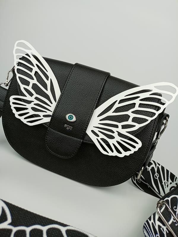 Piękna czarna torebka EGO motylek z kolekcji seven senses  z odpinanymi skrzydełkami zdjęcie 2