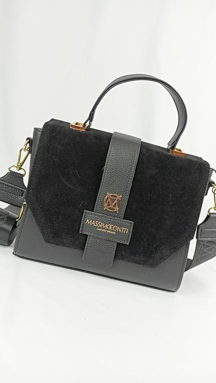 Piękny kuferek Massimo Contti w kolorze czarnym z zamszową klapką zdjęcie 2