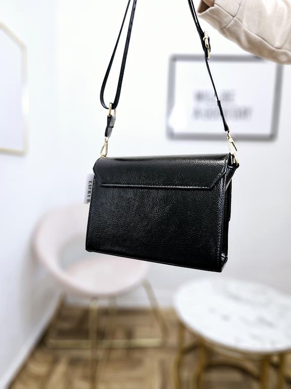 Świetna torebka Laura Biaggi w kolorze czarnym z klapką i z zamszową kieszonką zdjęcie 3