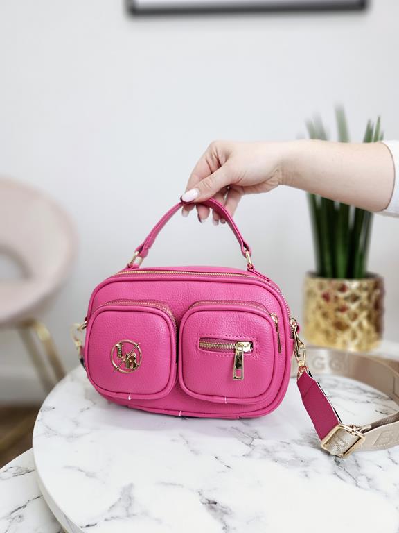 HIT świetna torebka Laura Biaggi w kolorze różowym z dwiema kieszonkami z przodu zdjęcie 1