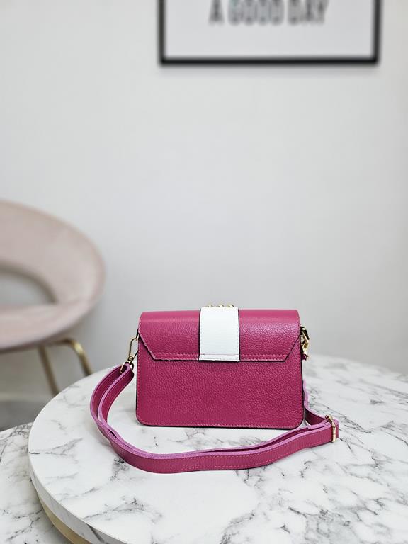 HIT piękna mała torebka Massimo Contti z ćwiekami w kolorze różowym z dodatkiem bieli skóra naturalna zdjęcie 4