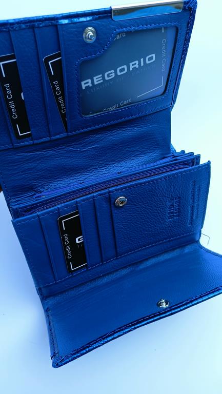 Średni portfel Gregorio niebieski z wytłokiem i z suwakiem z tyłu zdjęcie 4