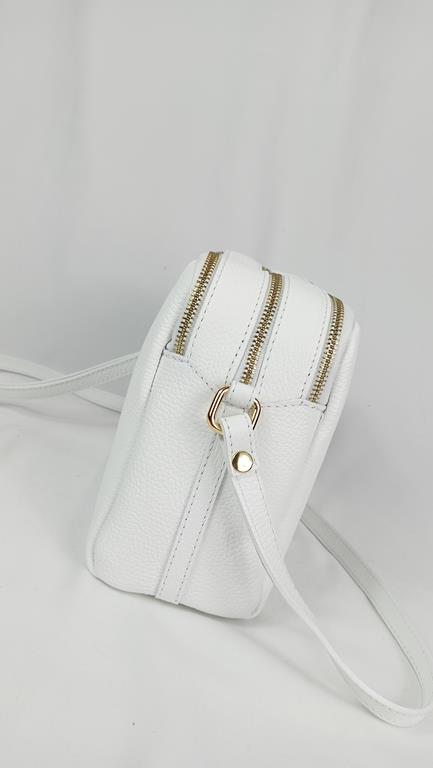Piękna trzykomorowa torebka Massimo Contti w kolorze białym skóra naturalna zdjęcie 3