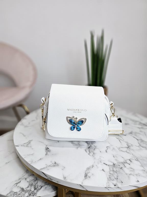 HIT piękna torebka motyl Massimo Contti w kolorze białym z klapką zdjęcie 1
