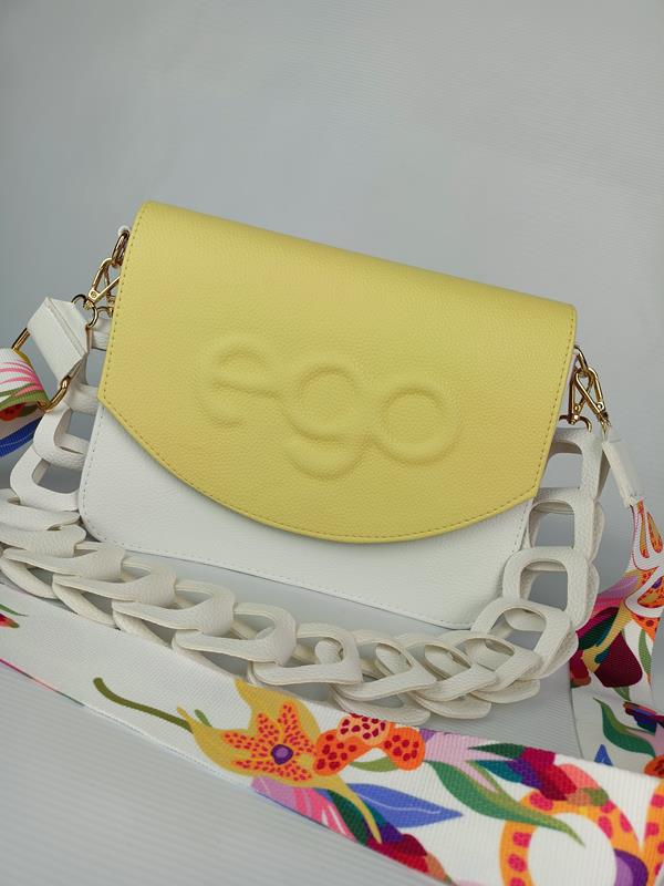 EGO 2YOU biała ekoskórka z dwiema wymiennymi klapkami w kolorze miętowym i żółtym zdjęcie 2
