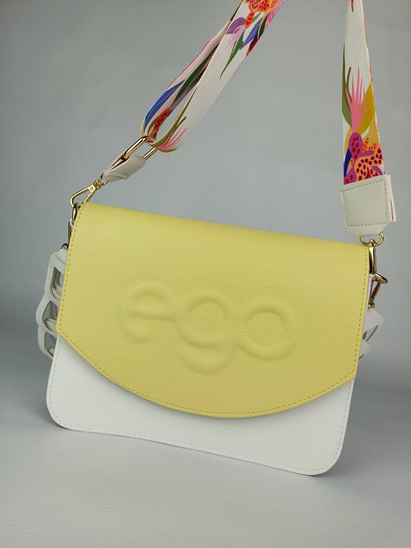 EGO 2YOU biała ekoskórka z dwiema wymiennymi klapkami w kolorze miętowym i żółtym zdjęcie 3