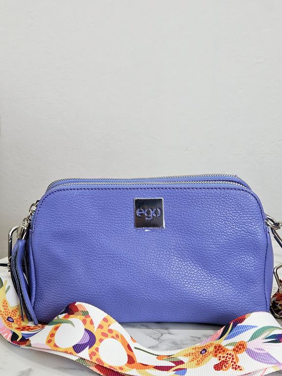 HIT piękna trzykomorowa torebka EGO  w kolorze fioletowym skóra naturalna zdjęcie 2