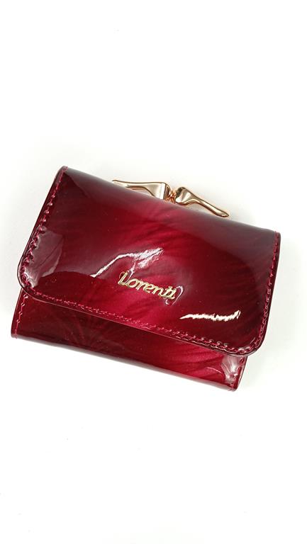 Mini portfel z klapką Lorenti czerwony delikatnie cieniowany skóra naturalna zdjęcie 1
