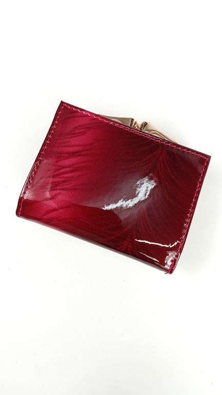 Mini portfel z klapką Lorenti czerwony delikatnie cieniowany skóra naturalna zdjęcie 2