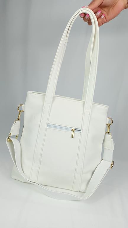 Piękna torebka EGO z kolekcji BLIŻEJ NATURY w kolorze białym z dodatkiem beżowej faktury zdjęcie 4