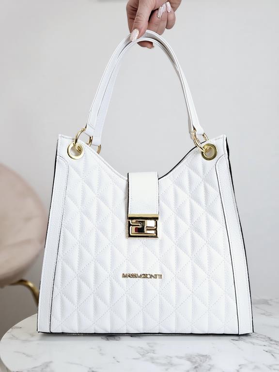 Fajna torebka Massimo Contti z delikatnym pikowaniem w kolorze białym zdjęcie 2