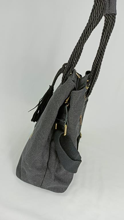 Piękna torebka EGO z kolekcji BLIŻEJ NATURY ze ściąganym sznurem w kolorze czarnym zdjęcie 3