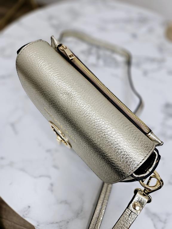 Piękna mała półokrągła torebka Massimo Contti w kolorze złotym skóra naturalna zdjęcie 4