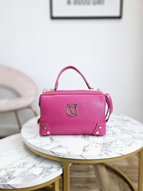 HIT świetna dwukomorowa torebka Massimo Contti w kolorze różowym skóra naturalna zdjęcie 1