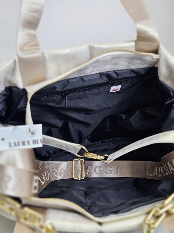 HIT piękna shopperka Laura Biaggi duża pikowana w kolorze złotym z łańcuchem zdjęcie 4