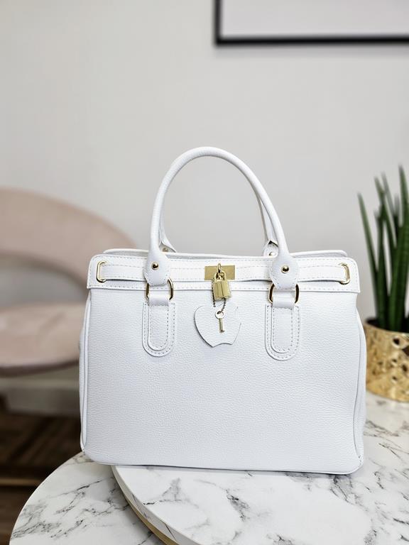 Piękna duża elegancka torebka Massimo Contti  w kolorze białym skóra naturalna zdjęcie 1