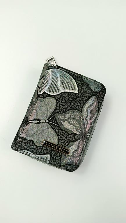Mini portfel Lorenti szary w motyle skóra naturalna zdjęcie 1