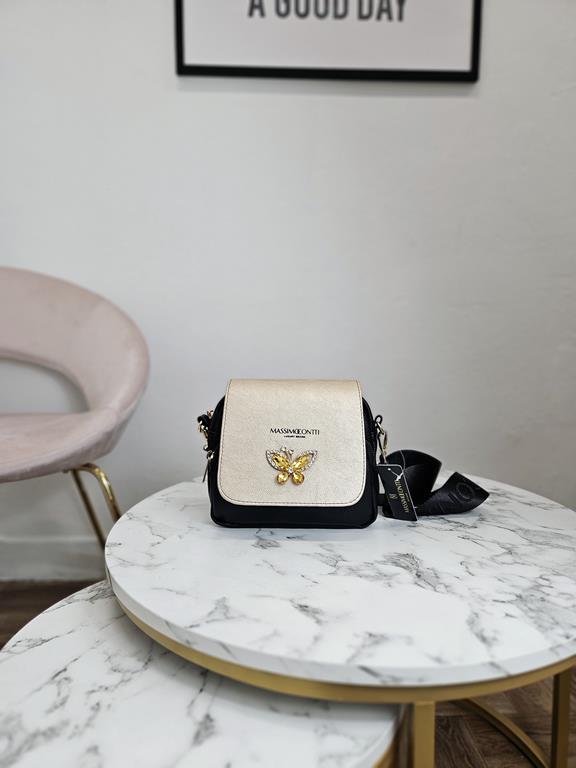 HIT piękna torebka motyl Massimo Contti w kolorze czarnym ze złotą klapką zdjęcie 1